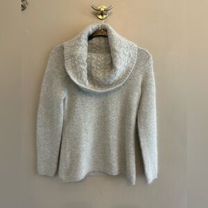 Marisa Christina Angora rabbit hair/lambs wool blend gray cowl neck sweater sz S
